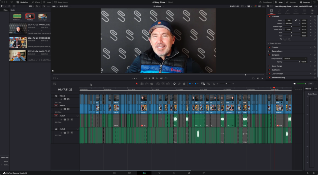 Podcast editing in DaVinci Resolve Studio